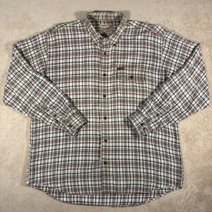 Woolrich Plaid "Oatmeal" Mens Button Down X-Large Casual